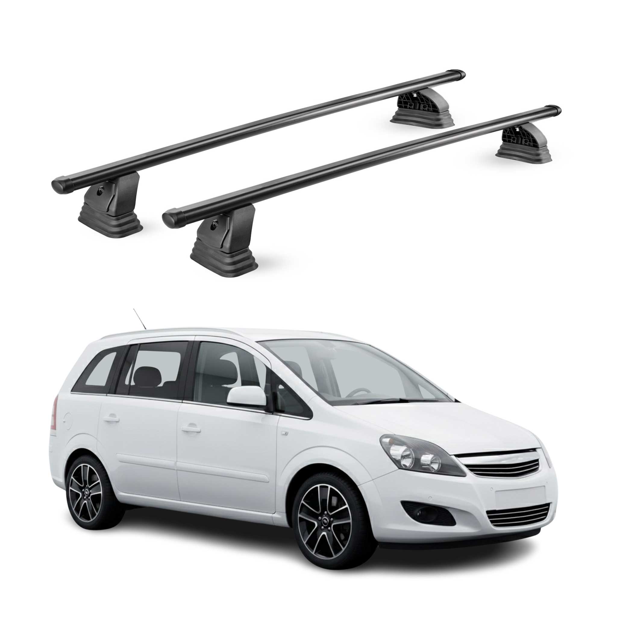 Barres de toit transversales acier pour Opel Zafira B Cosmo 2007-2014 Noir 2Pcs