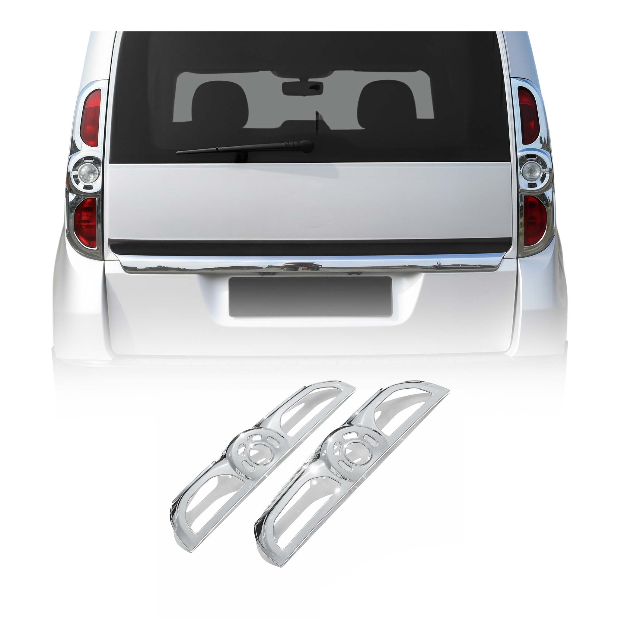 Cadre de Feu Stop Arrière pour Fiat Doblo II 2010-2014 ABS Chromé 2 Pcs
