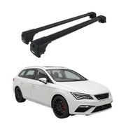 Barres de toit transversales pour Seat Leon Cupra ST III 2015-2020 Alu Noir 2Pcs