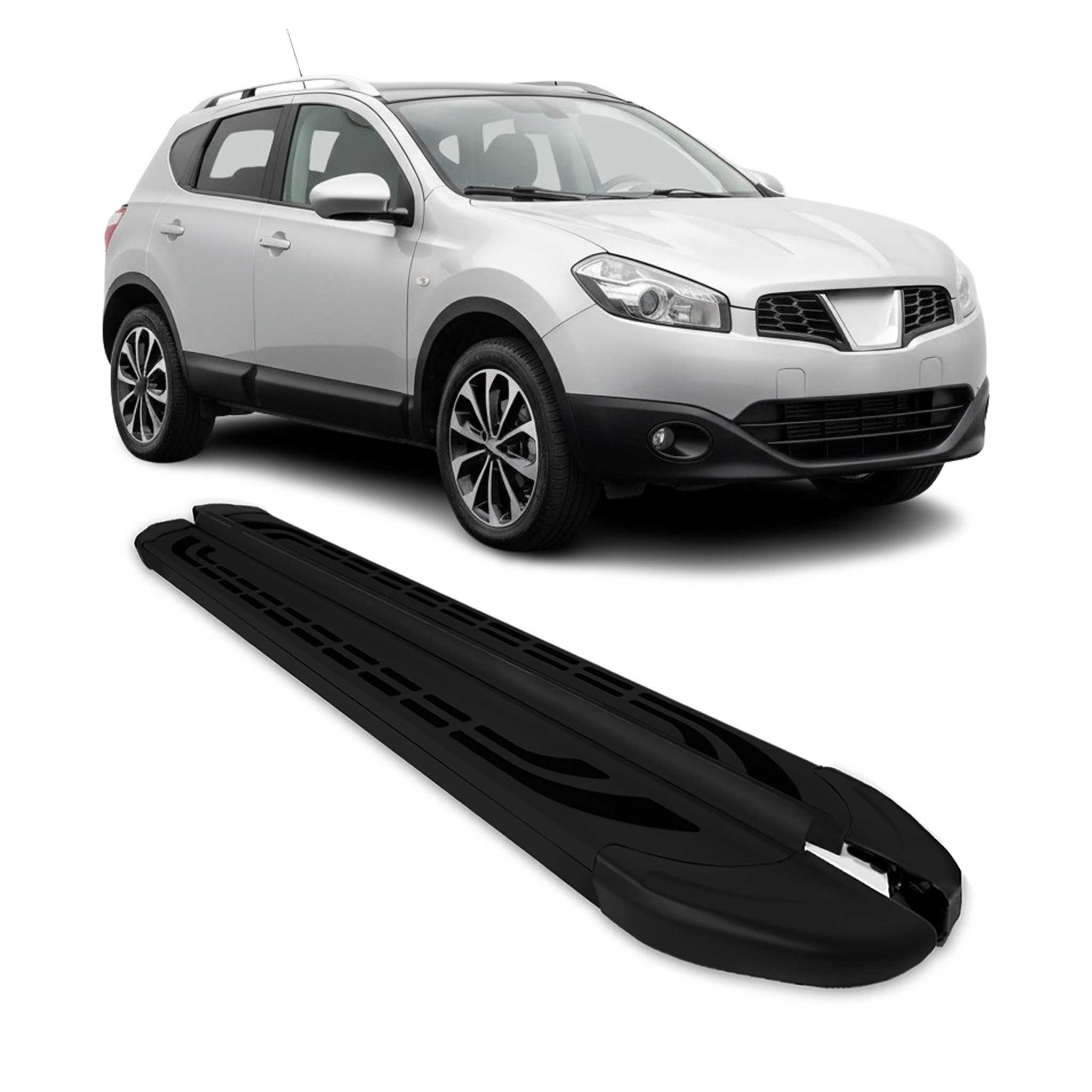 Marchepieds Latéraux pédale pour Nissan Qashqai J10 2006-2014 Alu Noir 2Pcs