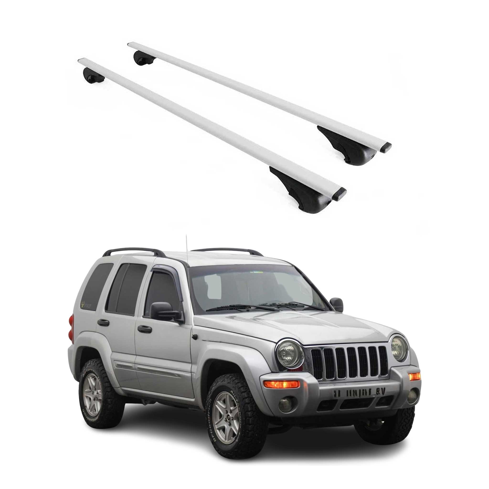 Barres de toit Transversales pour Jeep Cherokee KJ 2001-2008 Fer Argent