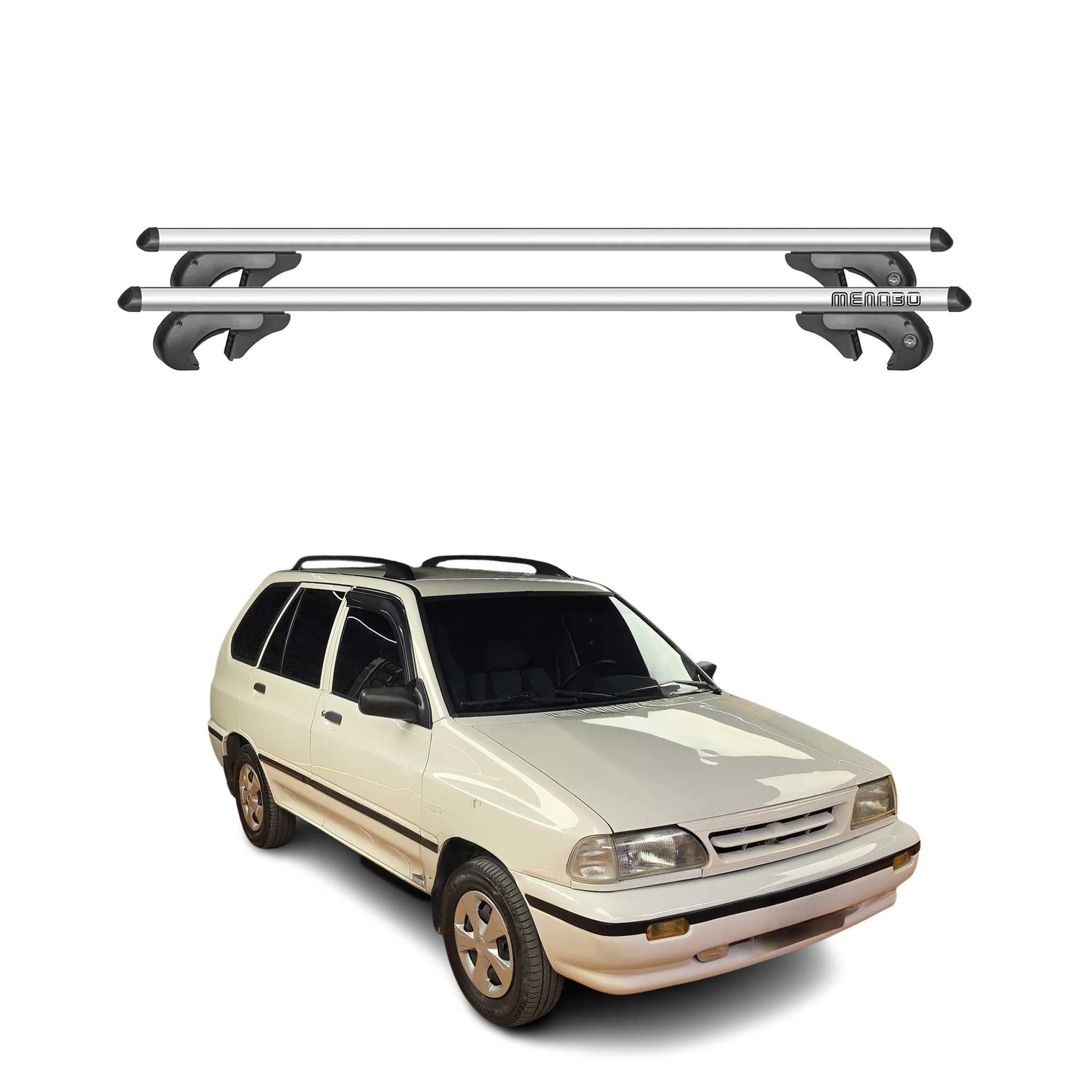 Barres de toit transversales pour Kia Pride 1997-2000 90kg Alu Gris 2tlg