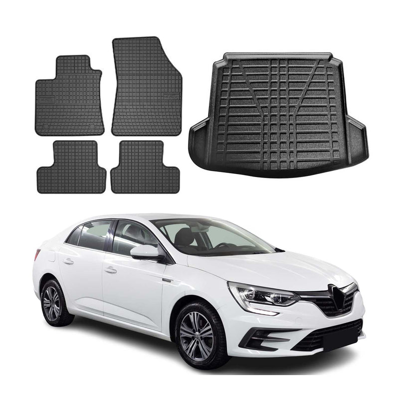 Kit Tapis de sol et coffre pour Renault Megane 2016-2024 TPE Noir