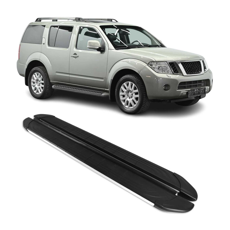 Marchepieds Latéraux pour Nissan Pathfinder 2005-2012 Alu Gris Noir 2Pcs