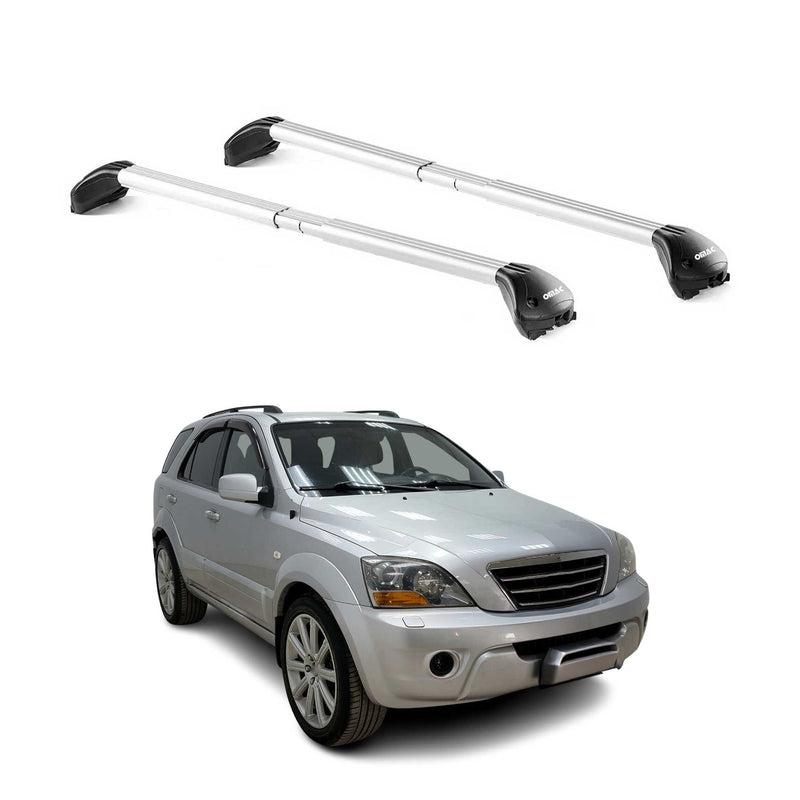 Barres de toit pour Kia Sorento JC 2002-2009 5P Gris Argenté 2 pièces ABE