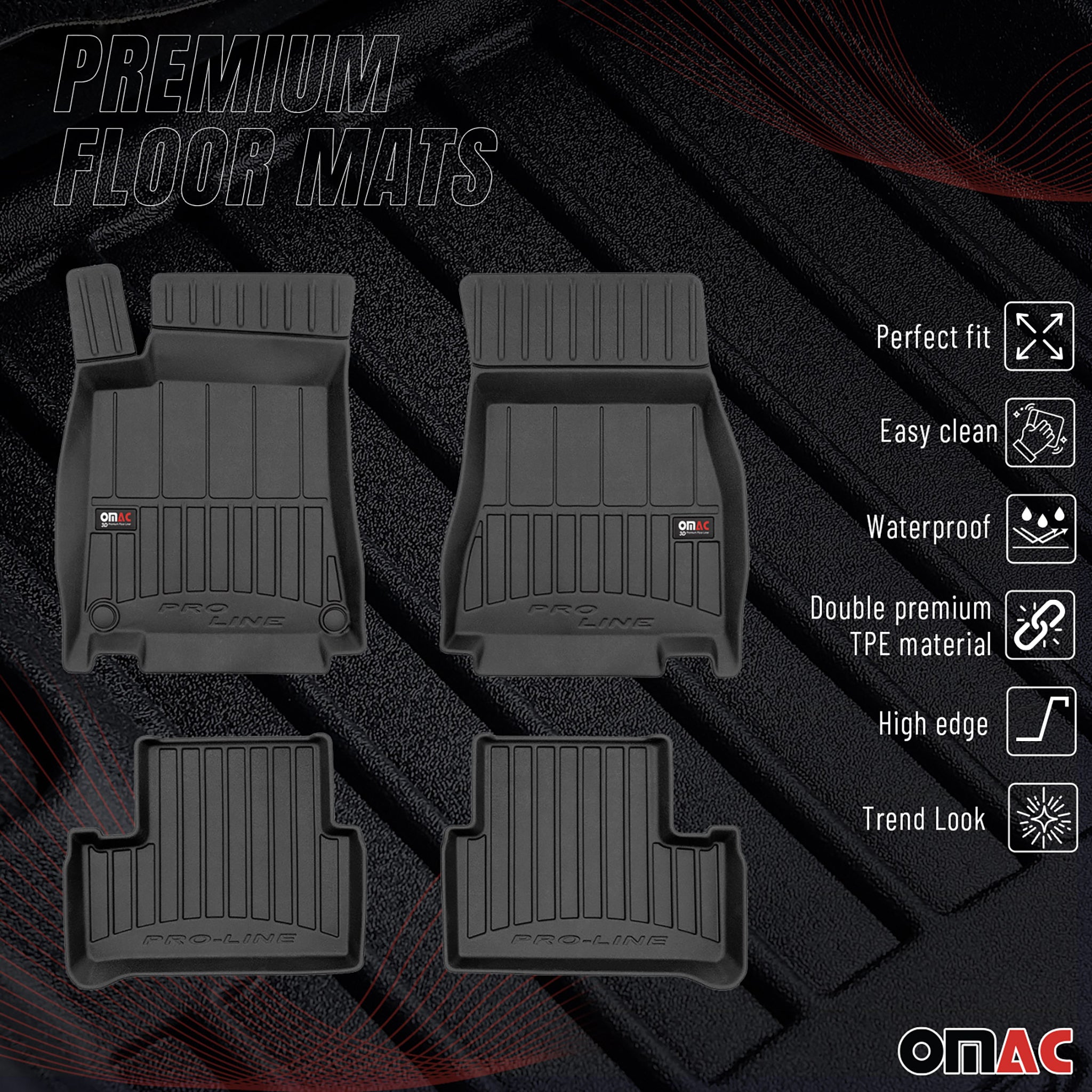 Tapis de Sol pour Mercedes Classe A W177 2018-2026 Caoutchouc TPE Noir