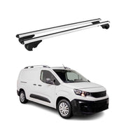 Barres de toit Transversales pour Peugeot Partner mk3 2018-2026 TÜV Alu Gris 2x