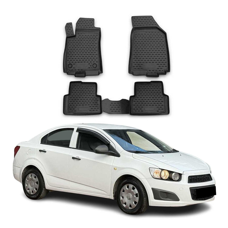 Tapis de sol pour Chevrolet Aveo T300 2012-2021 en caoutchouc TPE 3D Noir 4Pcs