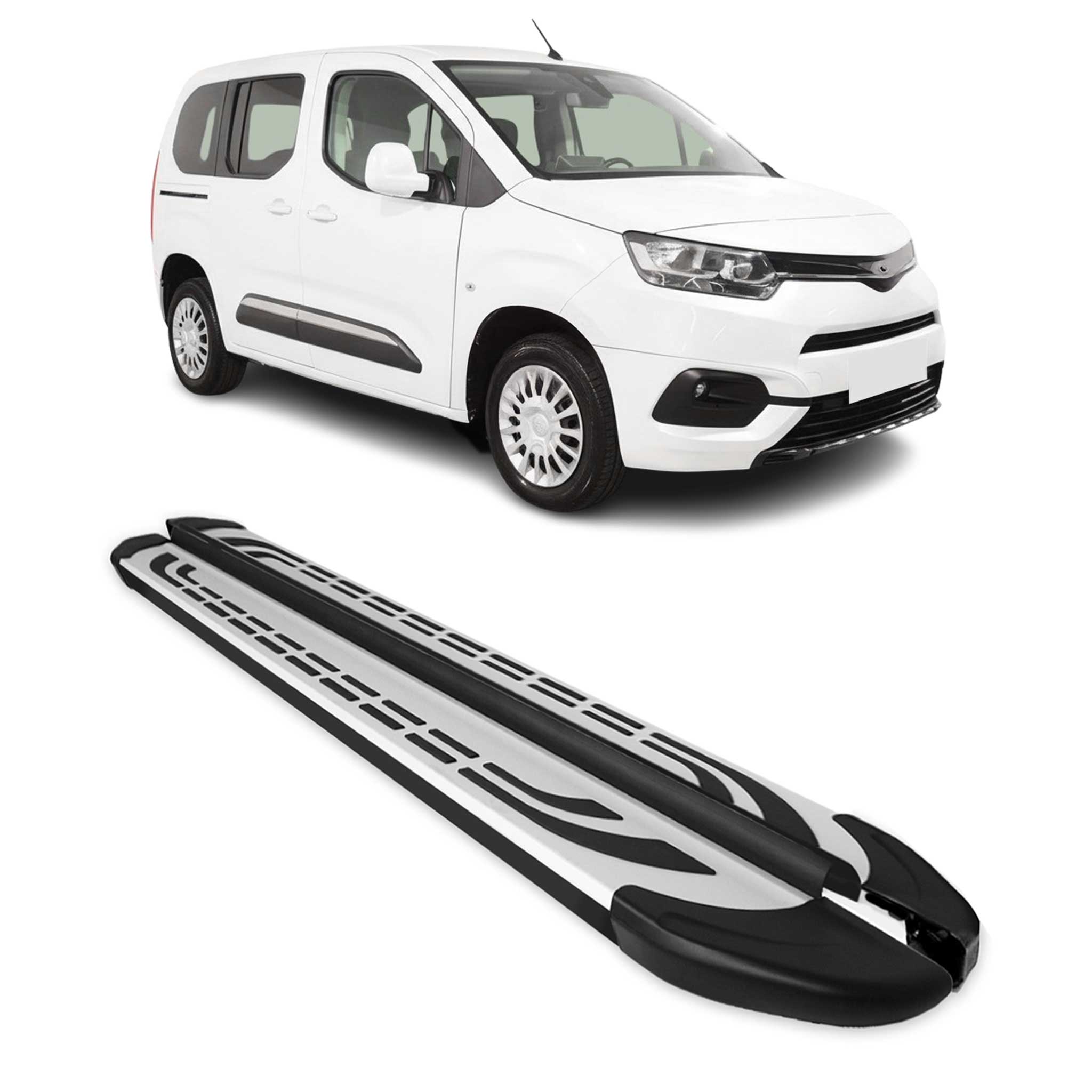 Marchepieds Latéraux pour Toyota ProaceCity 2019-26 L1 Court Monospace Gris Noir