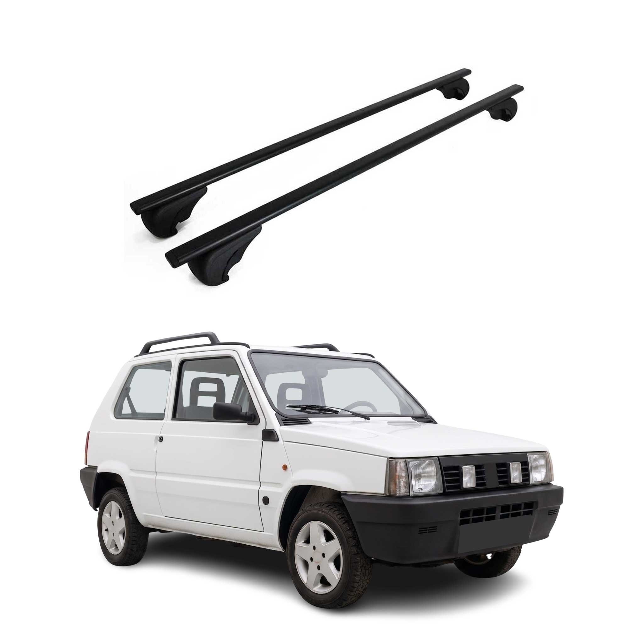 Barres de toit Transversales pour Fiat Panda I Hatchback 1980-2003 Fer Noir 2Pcs