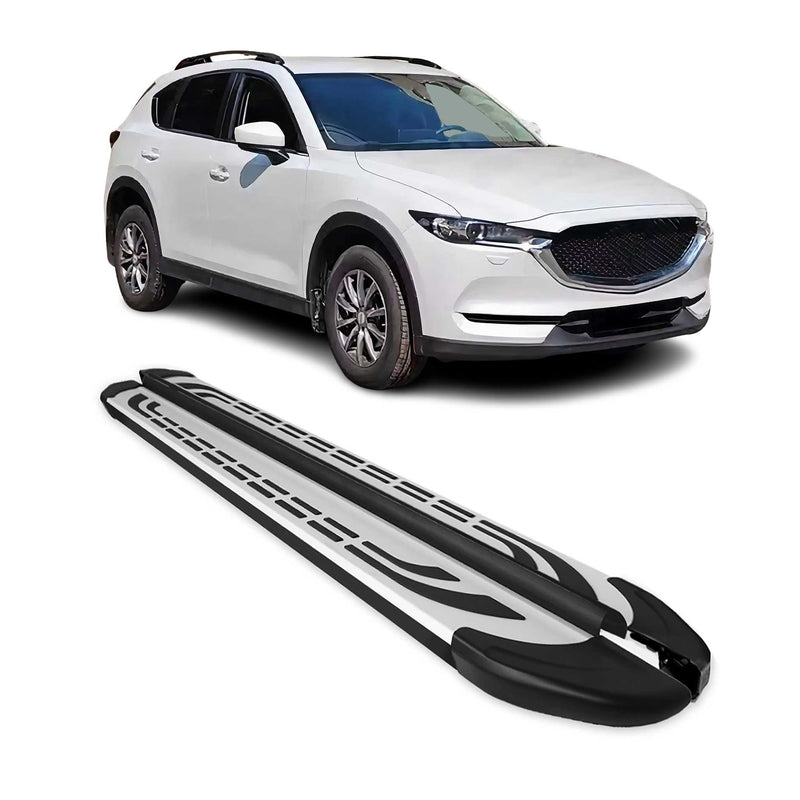 Marchepieds Latéraux pédale pour Mazda CX-5 2018-2024 Aluminium Gris Noir 2x