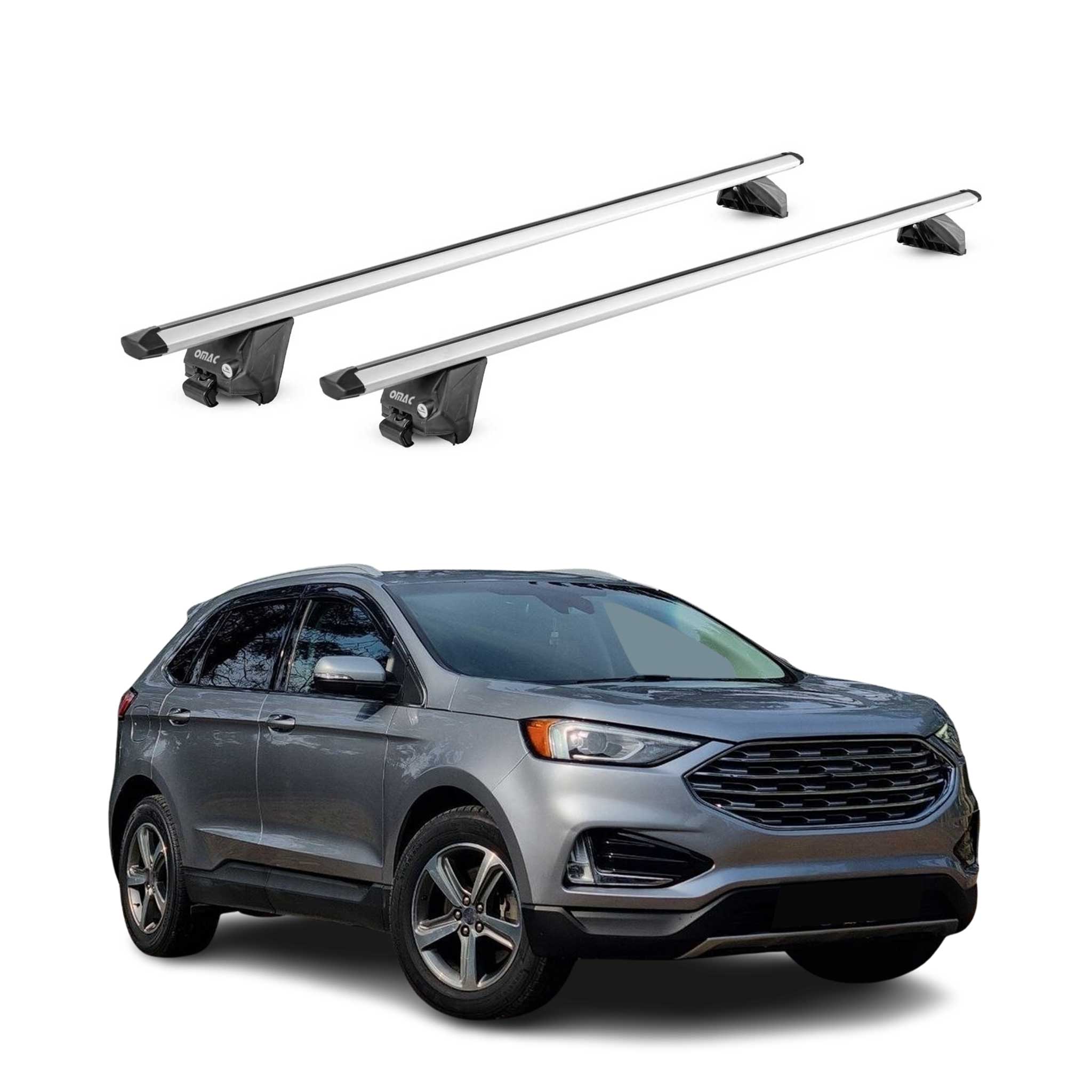 Barres de toit transversales pour Ford Edge 2016-2022 Alu Gris Argenté 2Pcs ABE