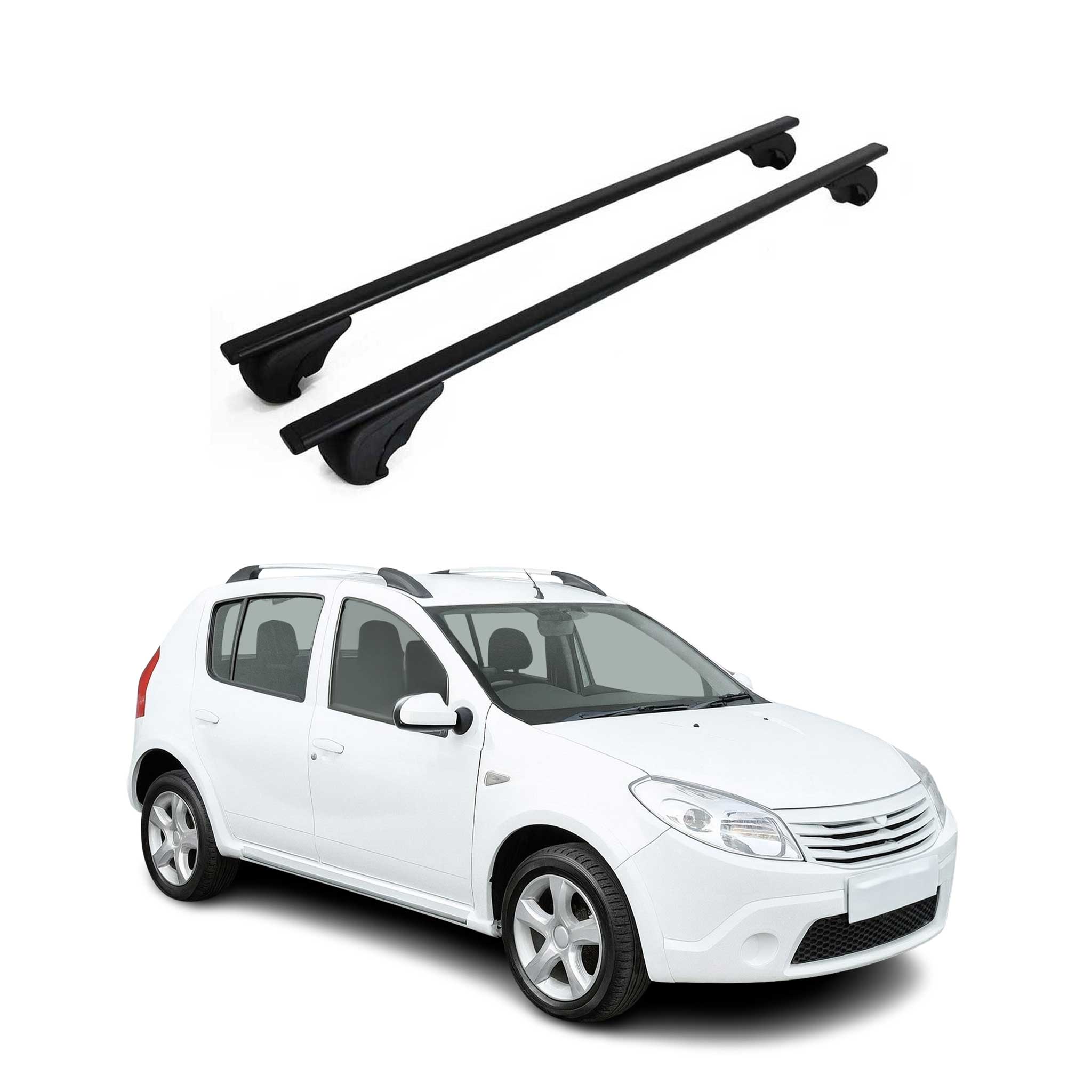 Barres de toit Transversales pour Dacia Sandero Stepway I 2009-2012 Fer Noir 2x