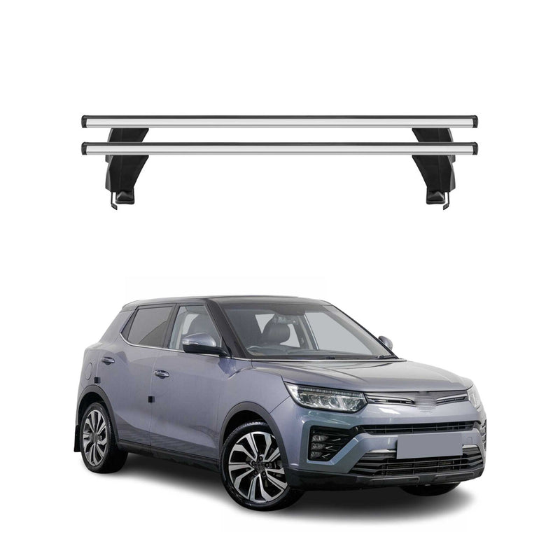 Barres de toit transversales pour Ssangyong Tivoli 2015-2023 Alu Gris 2Pcs