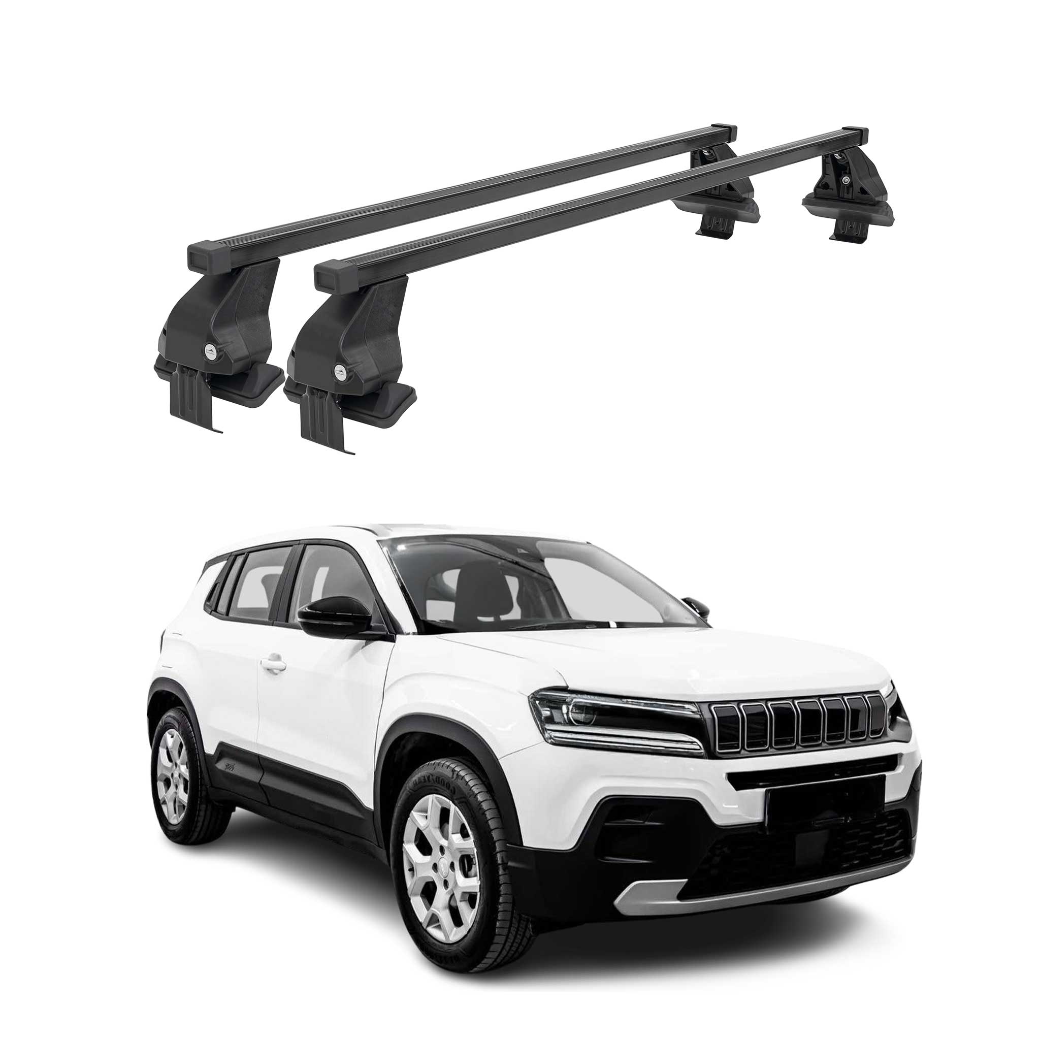 2023-2024 Jeep Avenger Menabo Barres de toit Transversales Noir 2x