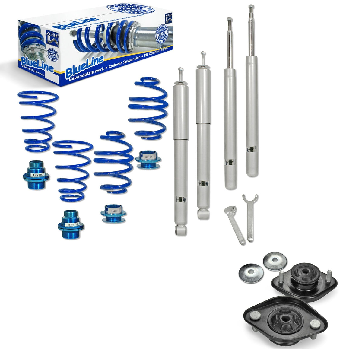 JOM BlueLine Combinés Filetés pour BMW E30 Touring 316/316i/318i/320i/323i/325i/324D/TD