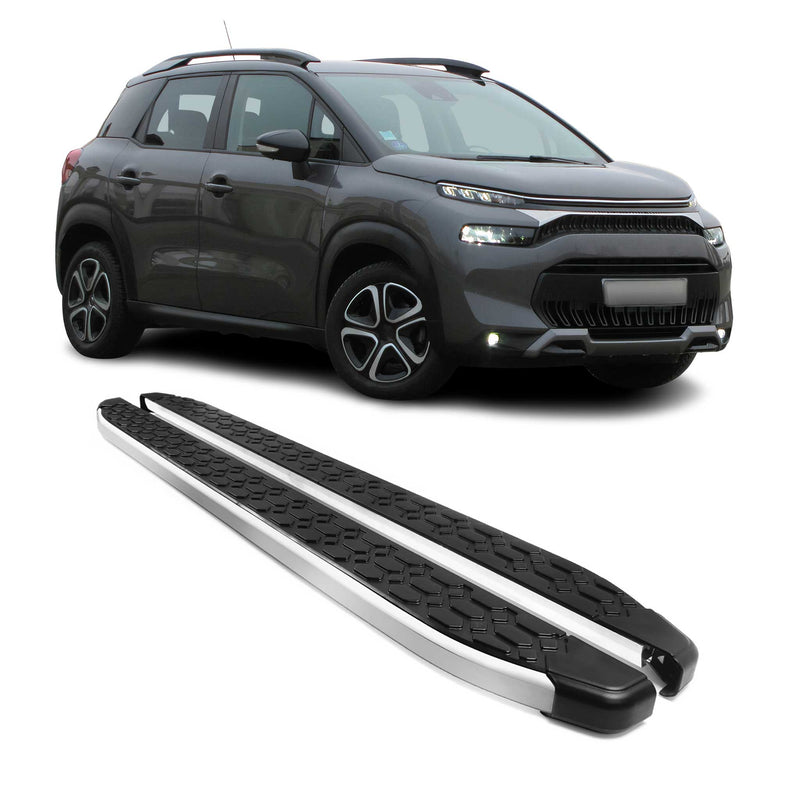 Marchepieds Latéraux pour Citroen C3 Aircross C4 Cactus Noir Gris Alu 2x