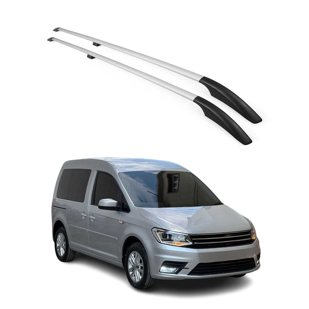 Barres de toit longitudinales pour VW Caddy IV 2015-2020 L1 Aluminium Gris
