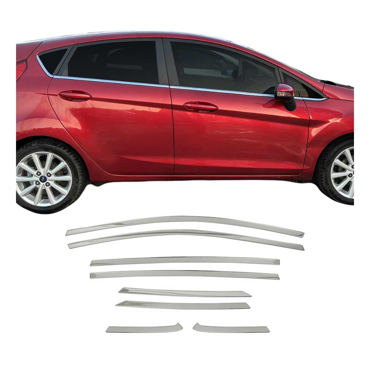 Garniture de Fenêtre pour Ford Fiesta HB 2017-2021 Acier Inox 8Pcs