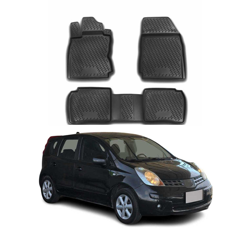 OMAC Tapis de sol pour Nissan Note E11 2006-2013 sur mesure en caoutchouc Noir