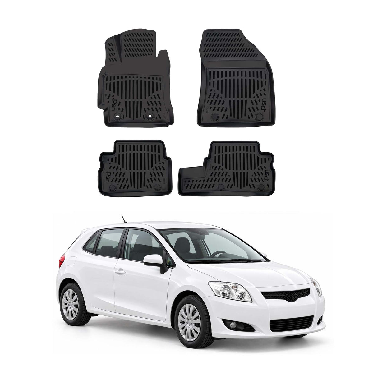 Tapis de sol pour Toyota Auris 1 2007-2012 Noir 3D en TPE 4Pcs