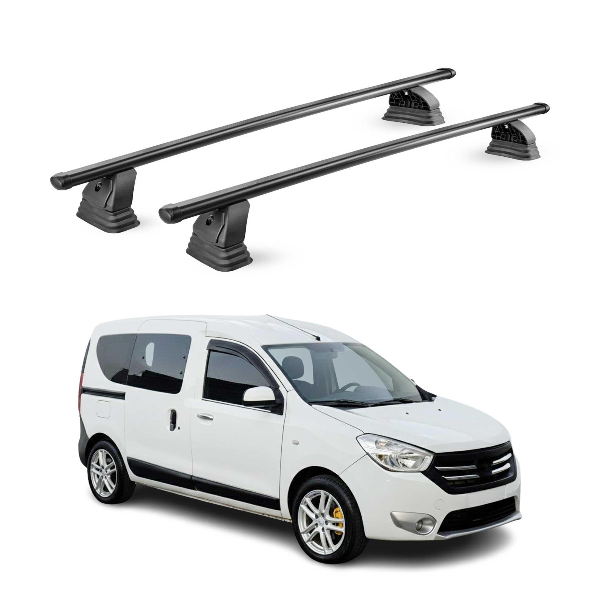 Barres de toit transversales acier pour Dacia Dokker 2012-2021 TÜV 75 kg Noir 2x