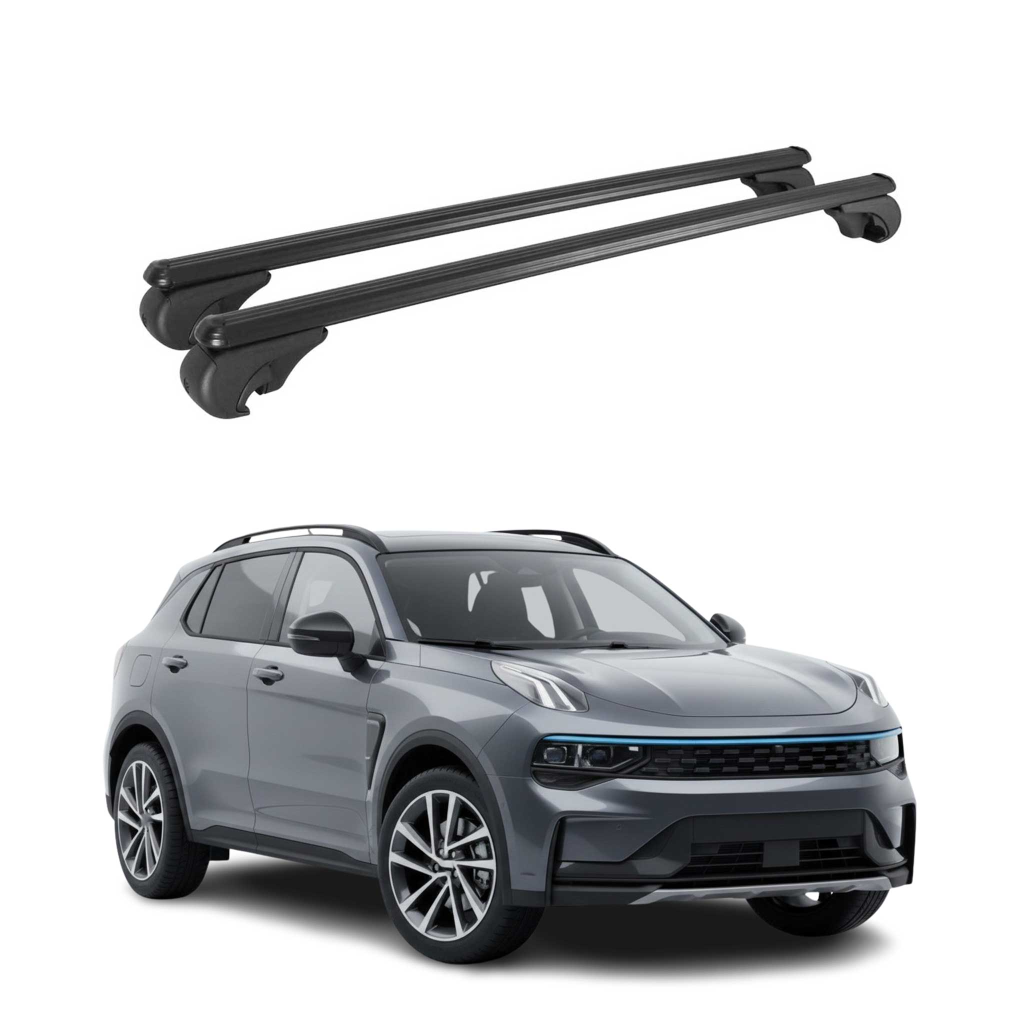 Barres de toit Transversales pour Lynk & Co 01 2021-2026 TÜV Aluminium Noir 2Pcs