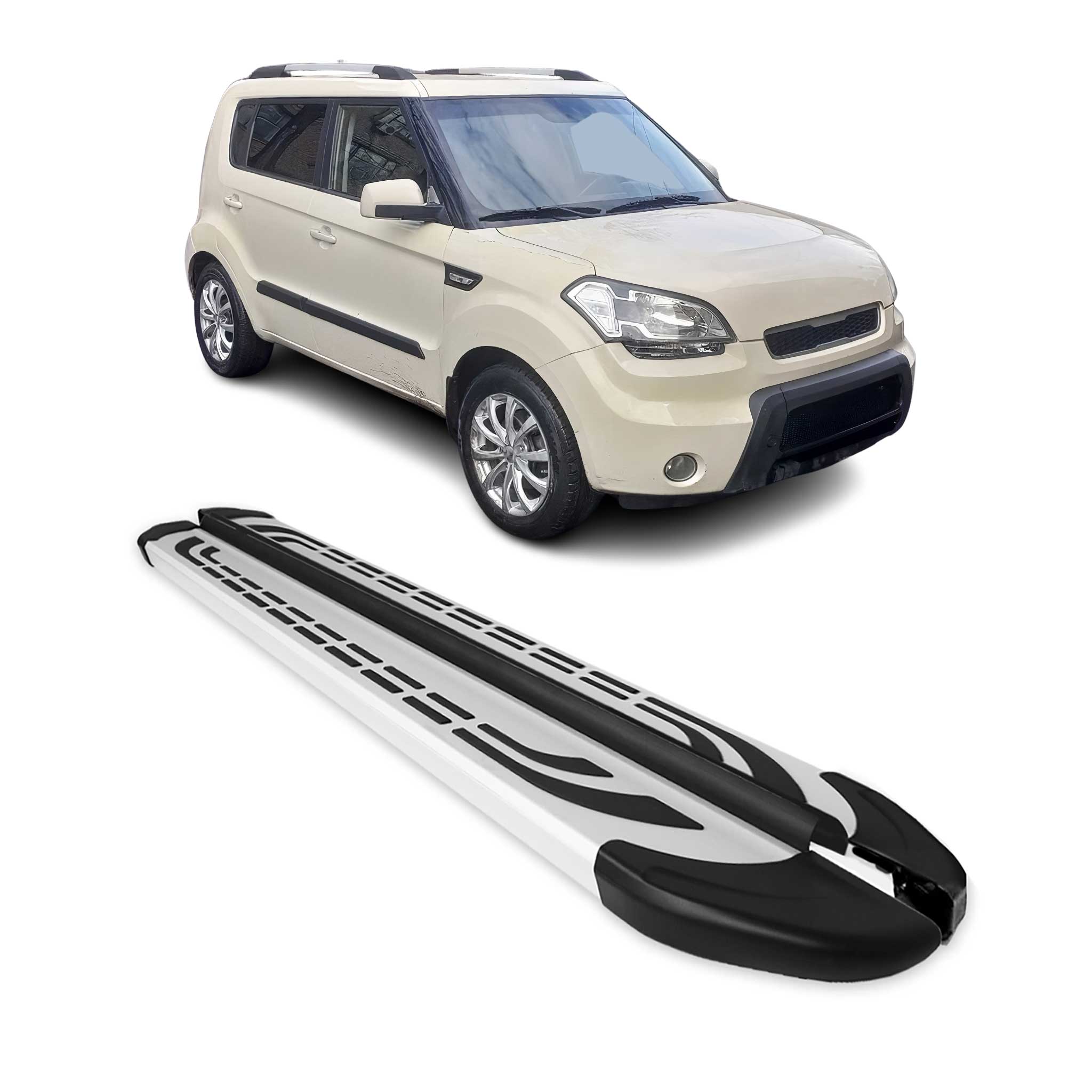 Marchepieds Latéraux pédale pour Kia Soul 2008-2014 Aluminium Gris 2Pcs