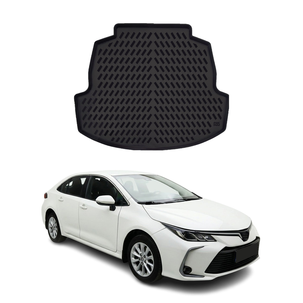 Tapis de coffre pour Toyota Corolla Berline 2019-2026 Noir 3D en Caoutchouc TPE