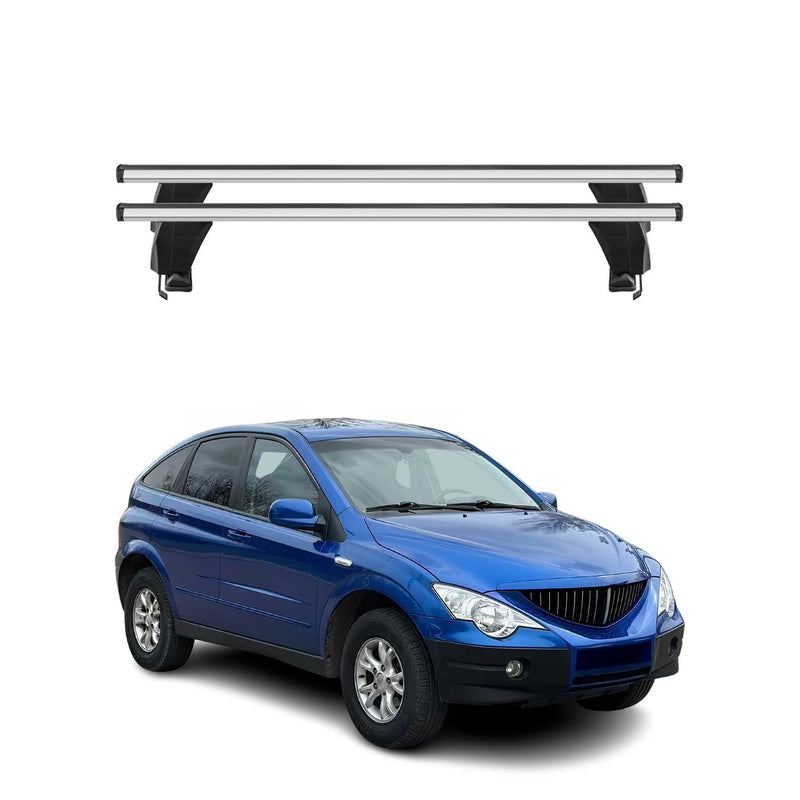 Menabo Barres de toit Transversales pour Ssangyong Actyon 2005-2010 Alu Gris ABE