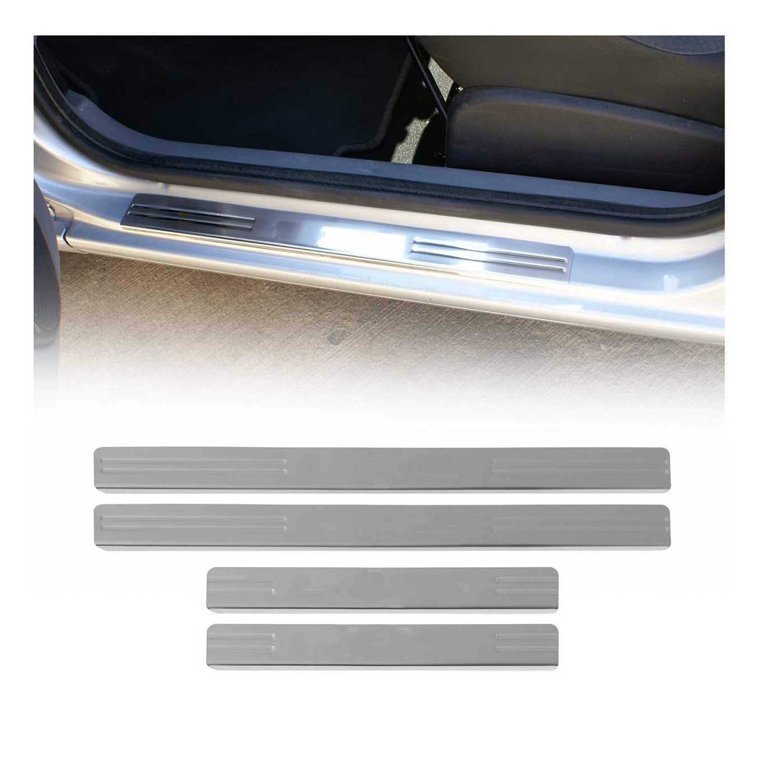 Seuils de porte pour Renault Clio III 2005-2026 en acier inox Chromé