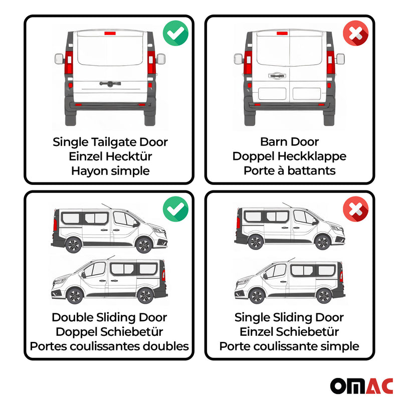 Rideaux de fenêtre pour Mercedes Vito W447 2014-2021 empattement moyen noir