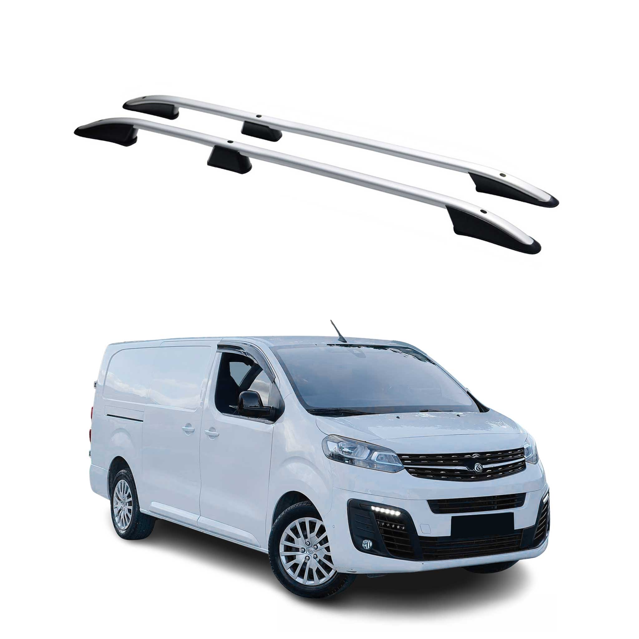 Barres de toit longitudinales pour Opel Vivaro 2019-2026 L3 Long Aluminium Gris