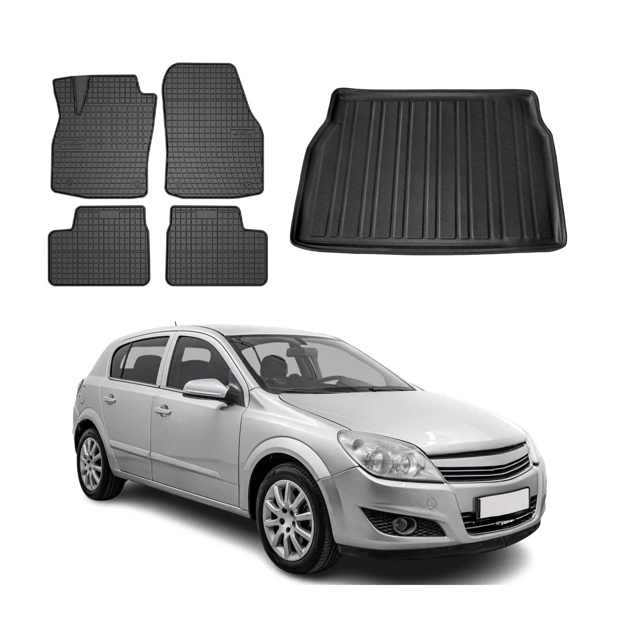 Kit Tapis de sol et coffre pour Opel Astra H 2004-2013 TPE Noir