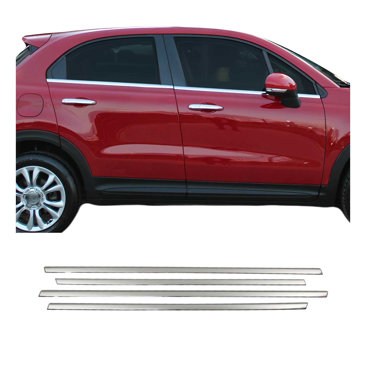 Garniture de Fenêtre pour Fiat 500X 2015-2026 Acier Inox 4Pcs