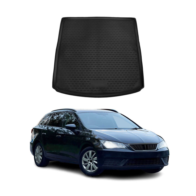 OMAC Tapis de coffre pour Seat Leon ST 2012-2020 sur mesure en caoutchouc Noir