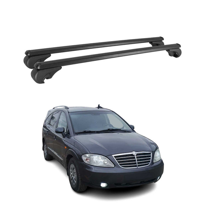 Barres de toit Transversales pour Ssangyong Rodius 2004-2012 Aluminium Noir