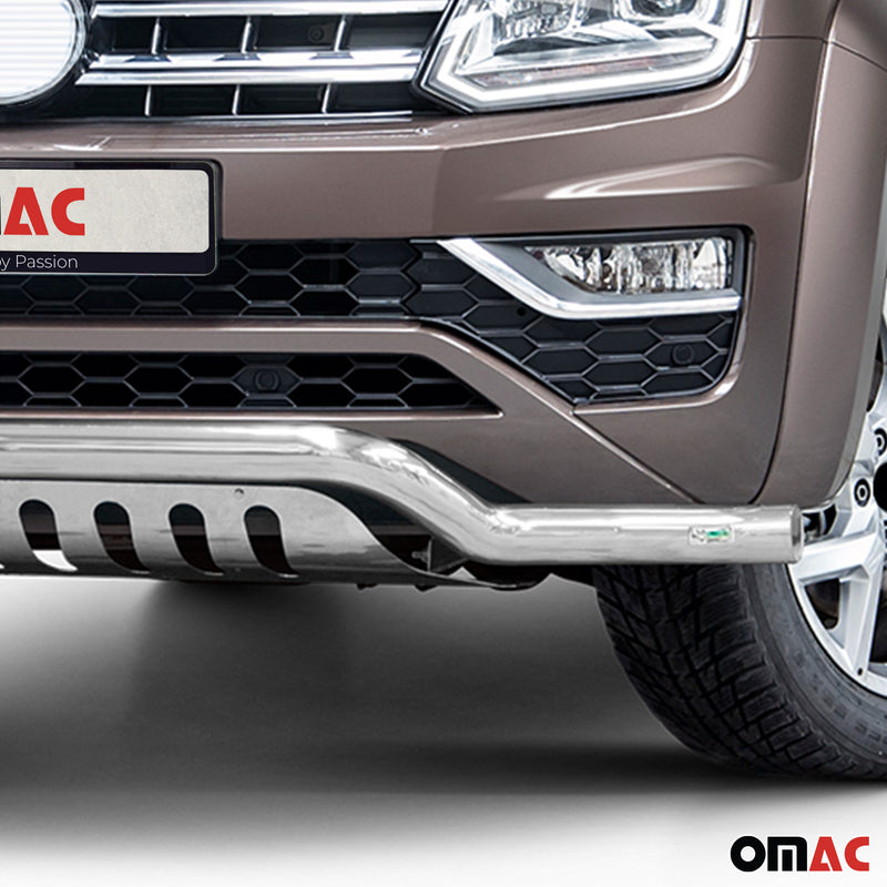 Pare-Buffle Avant Pour VW Amarok 2016-2020 en Acier Inox Argent