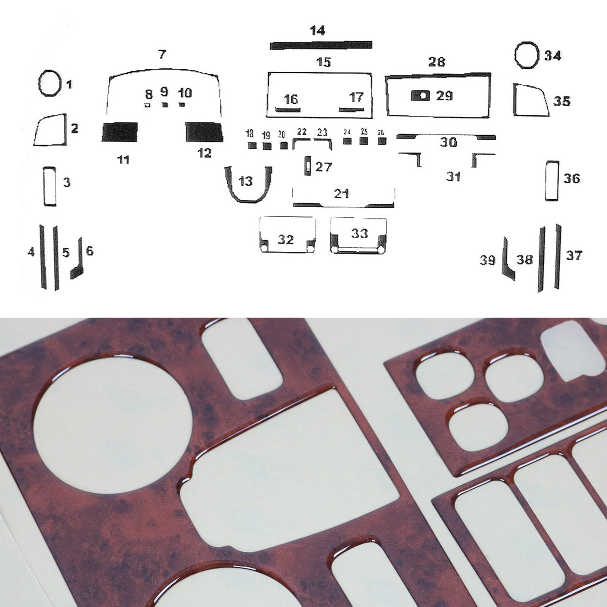 Décoration intérieure du Cockpit pour VW T6 T6.1 Transporter 2015-24 aspect bois