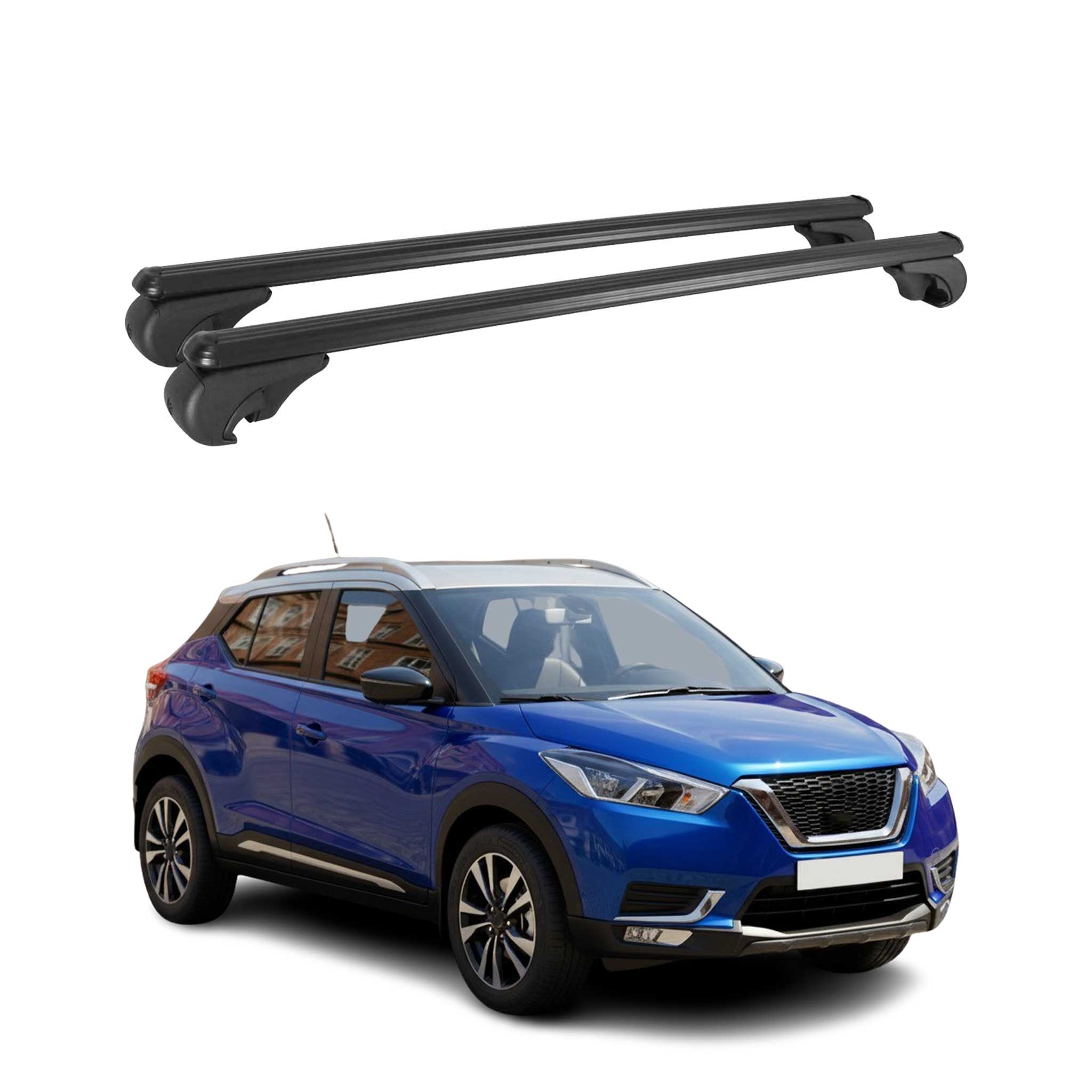 Barres de toit Transversales pour Nissan Kicks 2016-2020 Aluminium Noir