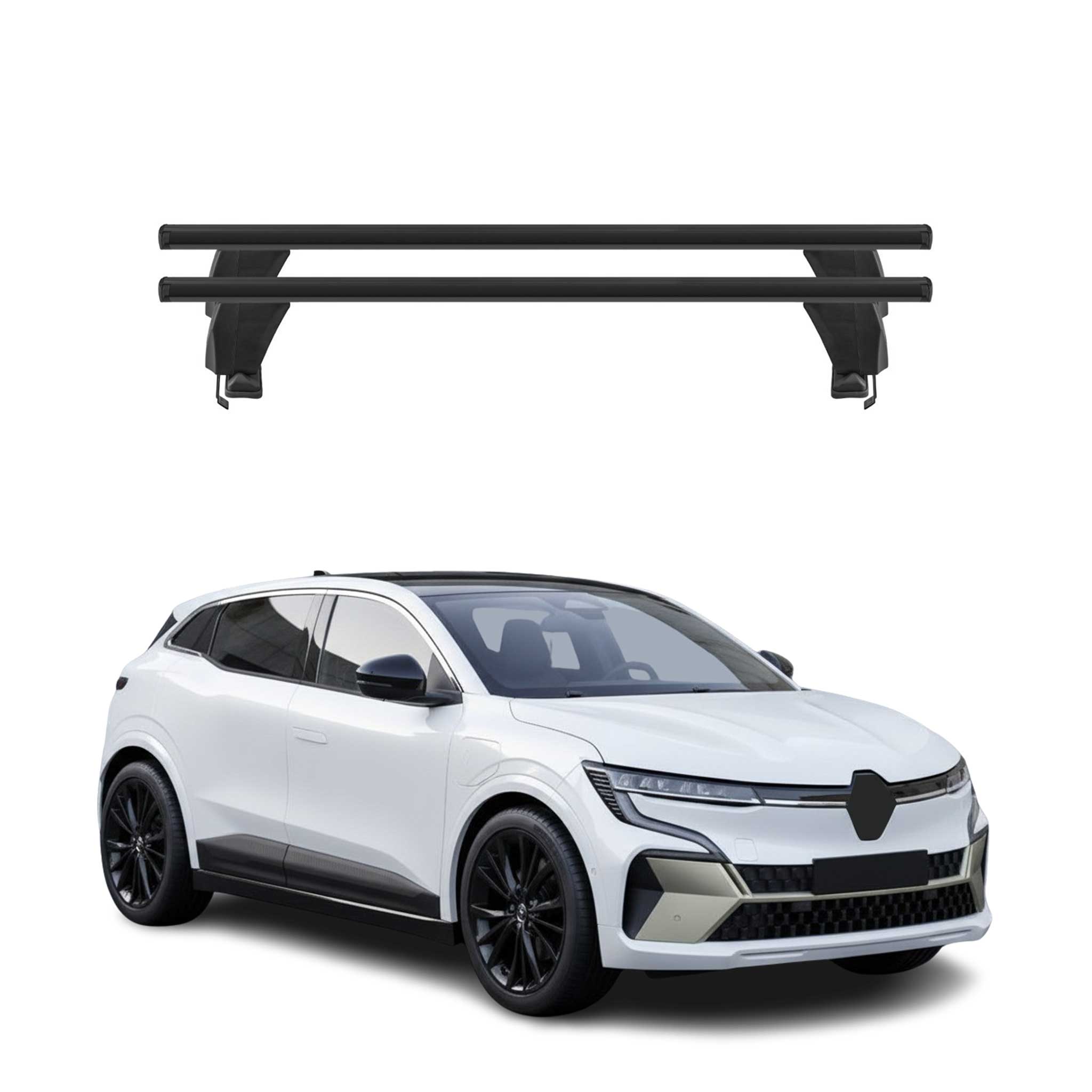 Barres de toit transversales pour Renault Megane E-Tech 2022-2026 Alu Noir 2x
