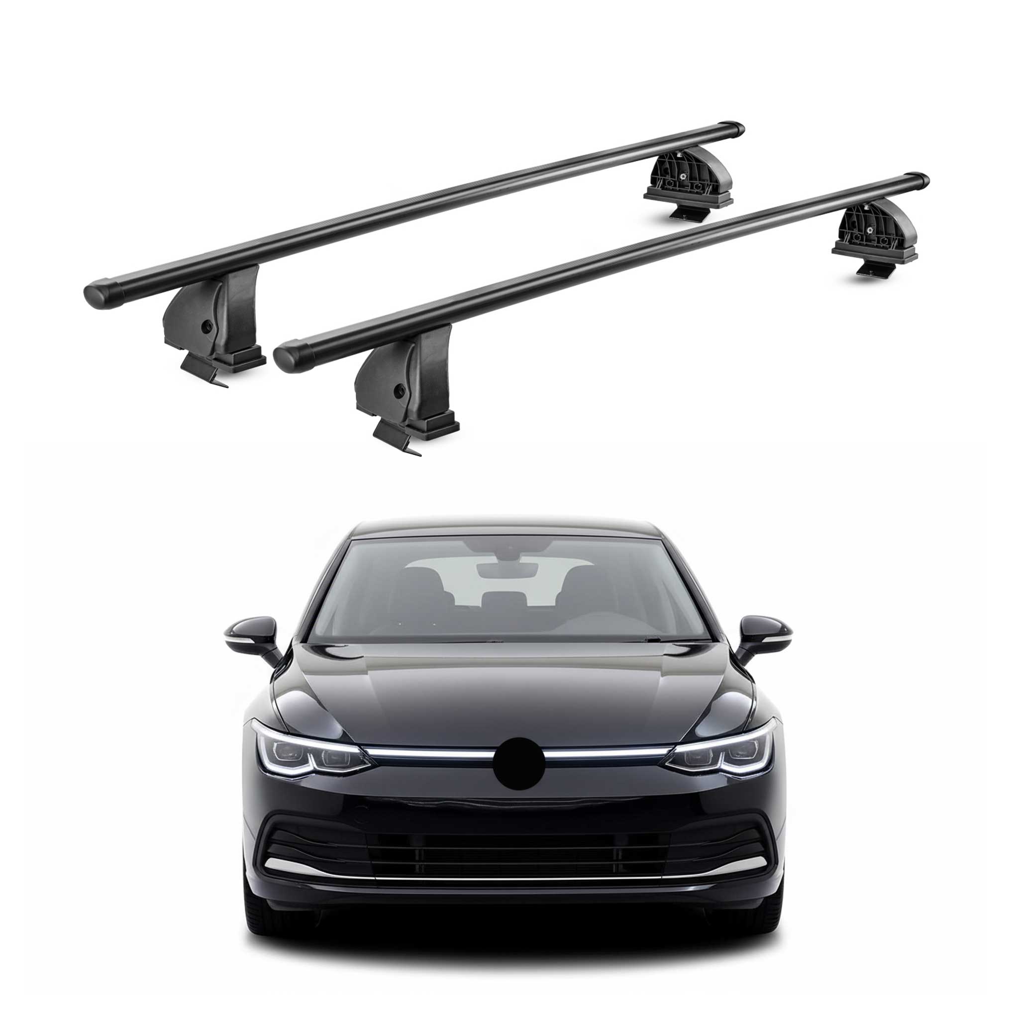 Barres de toit transversales acier pour VW Golf mk8 HB Break 2019-26 TÜV Noir 2x