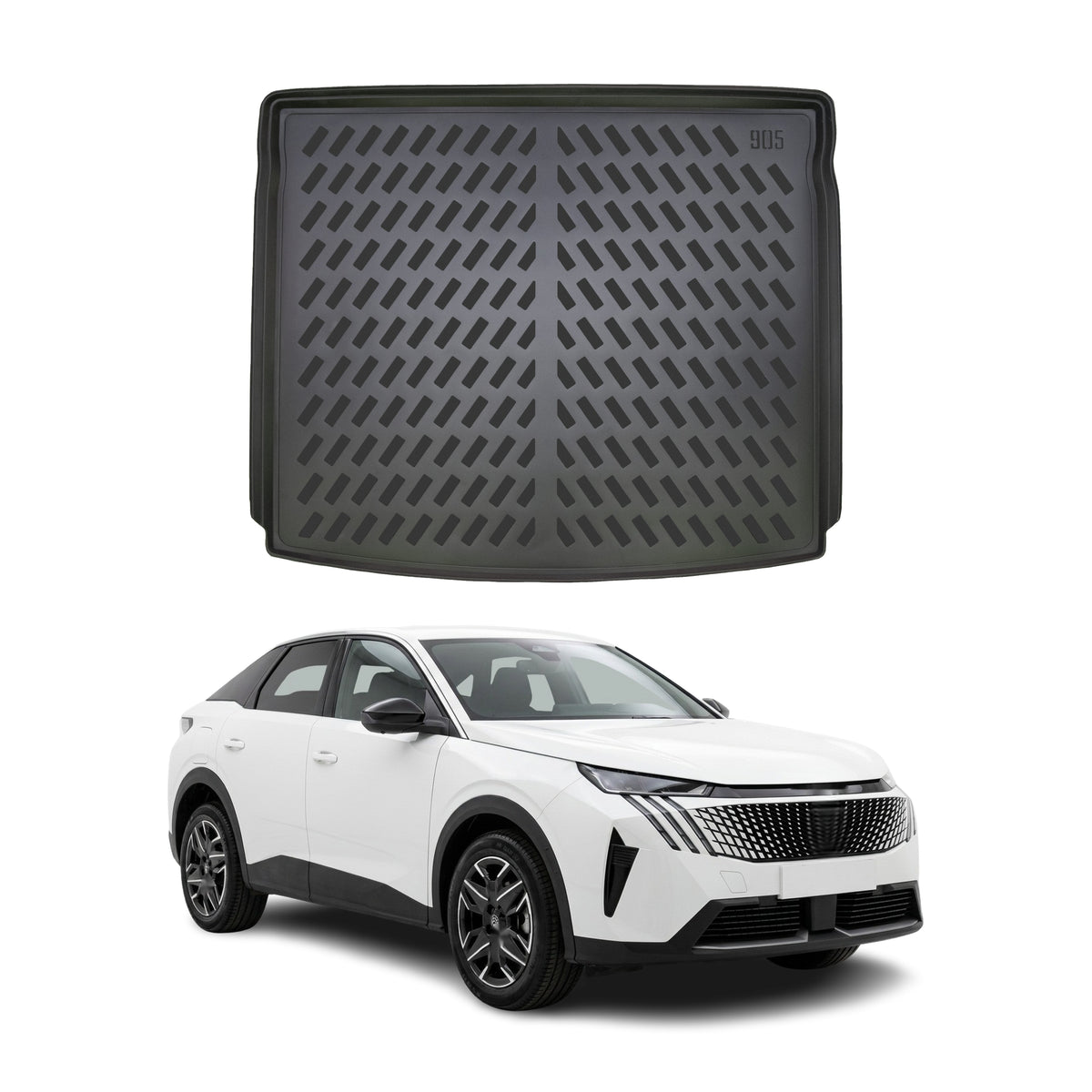 Tapis de coffre Supérieur pour Peugeot E-3008 2024-2027 Noir 3D en TPE