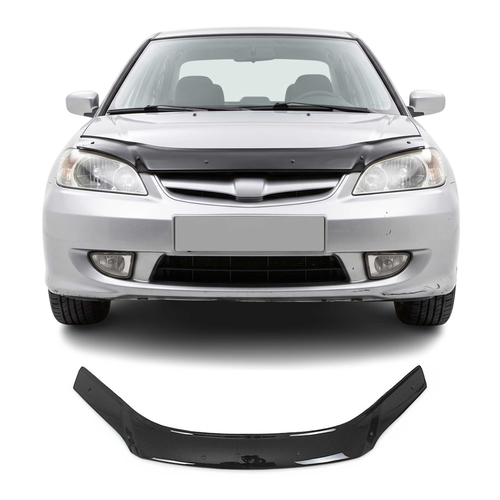 Deflecteurs d'air capot de voiture pour Honda Civic 2002-2006 Acrylique Noir