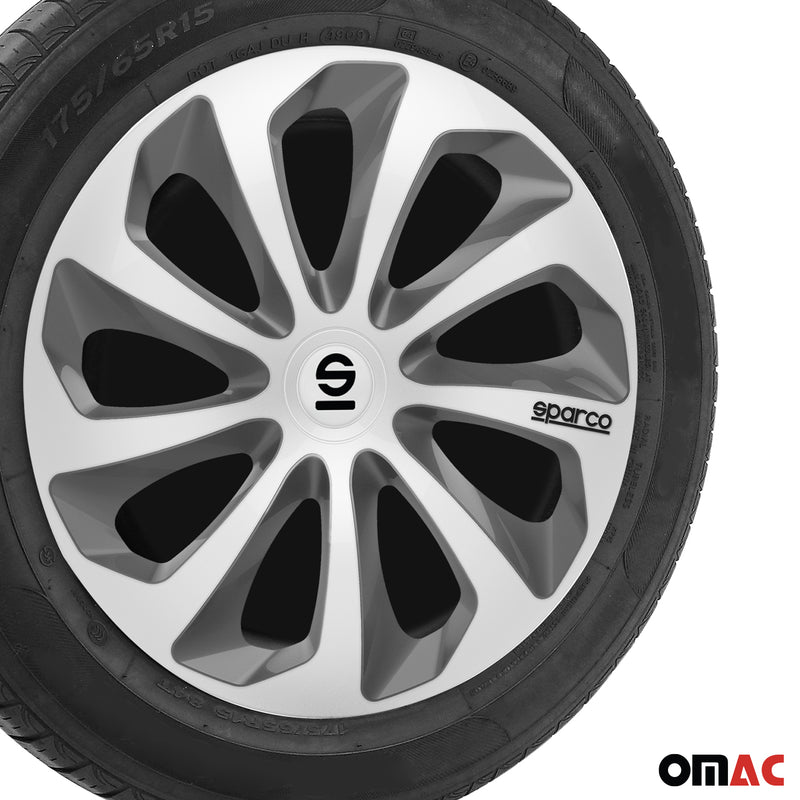 SPARCO Jeu Enjoliveurs de Roues 14 Pouces Gris Argenté ABS 4 piéces