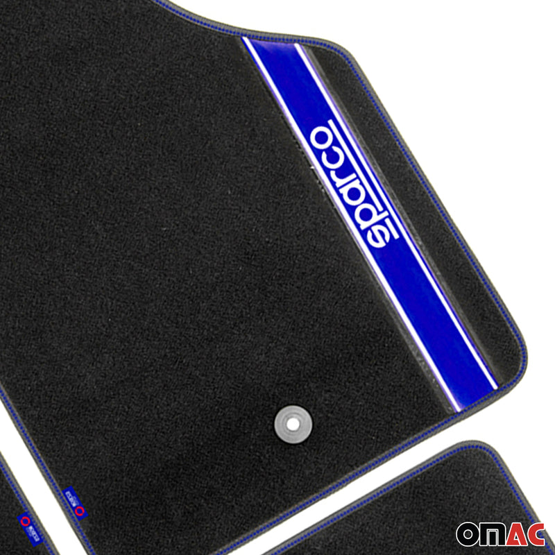 SPARCO tapis de sol tapis de voiture toutes saisons 4 pièces en noir et bleu