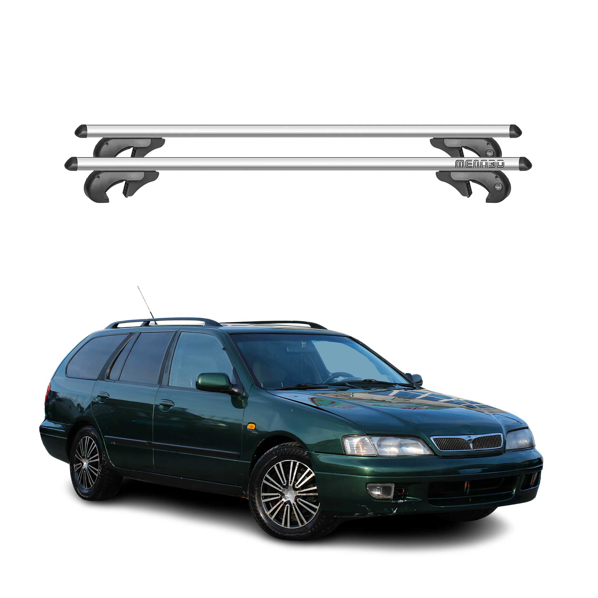 Barres de toit transversales pour Nissan Primera 1991-1997 90kg Alu Gris 2x