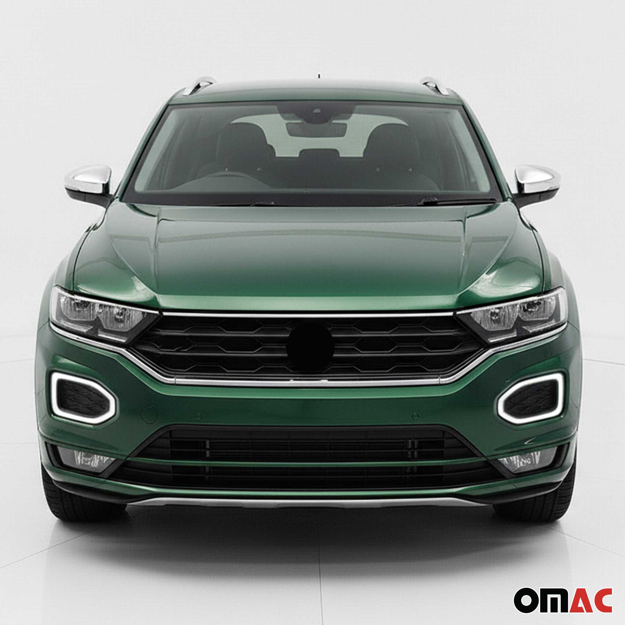 Coques de Rétroviseurs pour VW T-Roc 2017-2022 Pre-FL Acier Inoxy Chromé Argent
