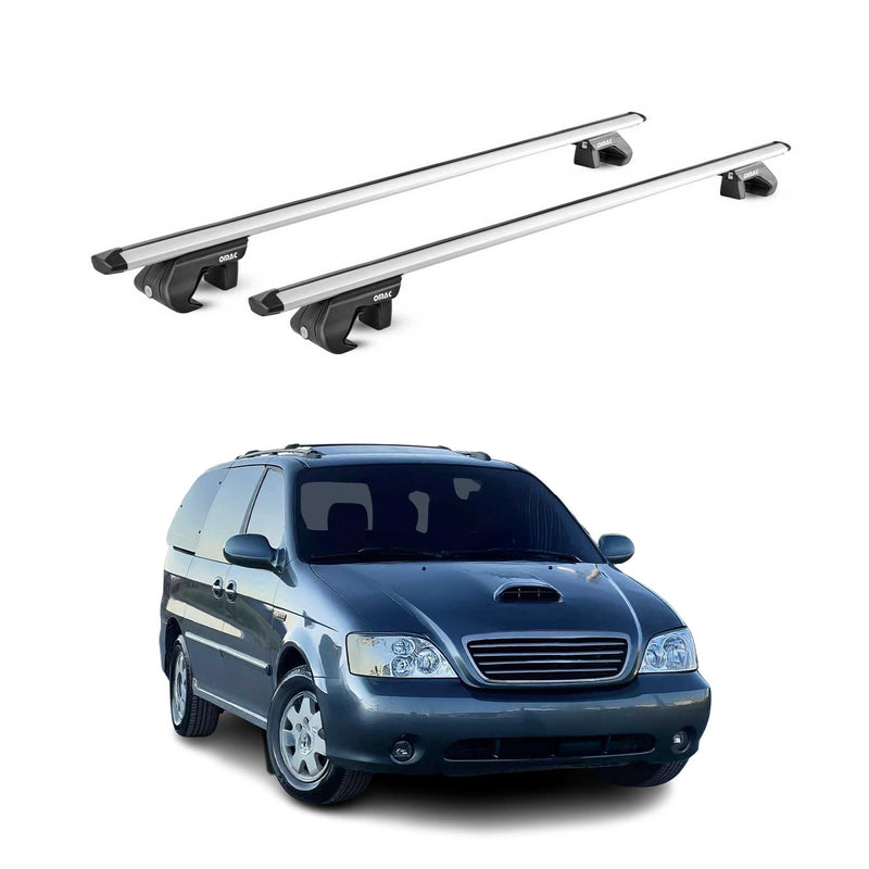 Barres de toit transversales pour Kia Carnival UP-GQ 1998-2006 Alu Gris 2x ABE