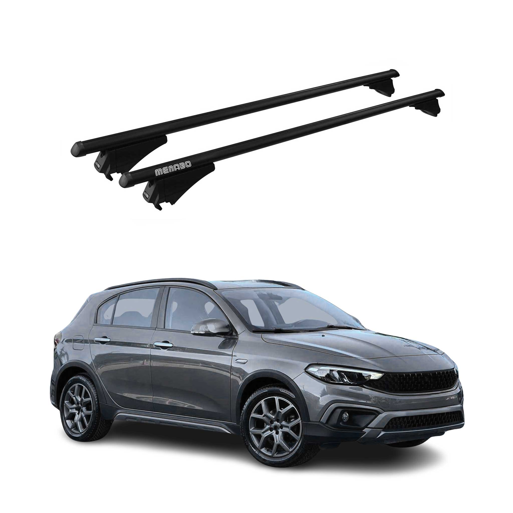 Tiger Barres de toit transversales pour Fiat Tipo Cross 2020-2024 Noir